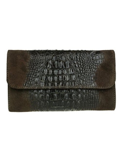 Girly Handbags Croc Suede Clutch Bag