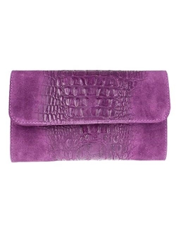 Girly Handbags Croc Suede Clutch Bag