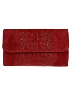 Girly Handbags Croc Suede Clutch Bag