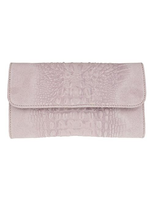 Girly Handbags Croc Suede Clutch Bag