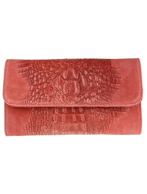 Girly Handbags Croc Suede Clutch Bag