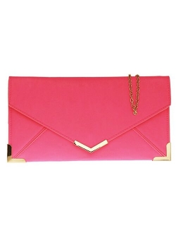 Girly Handbags Envelope Metallic Clutch Bag