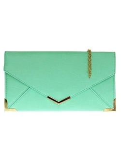 Girly Handbags Envelope Metallic Clutch Bag