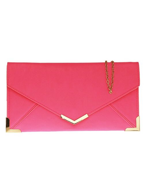 Girly Handbags Envelope Metallic Clutch Bag