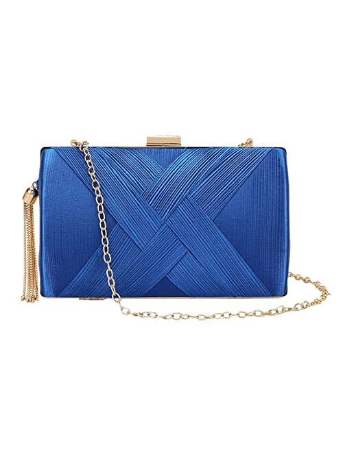 Girly Handbags Womens Banded Stripes Satin Compact Clutch Bag