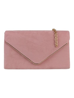 Girly Handbags Suede Frame Clutch Bag