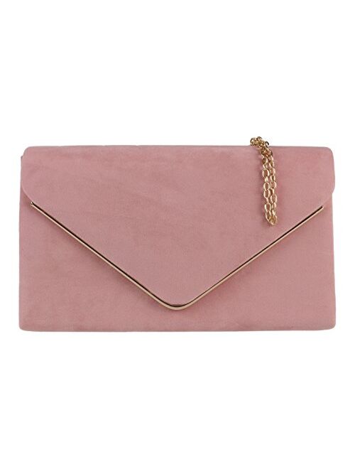 Girly Handbags Suede Frame Clutch Bag