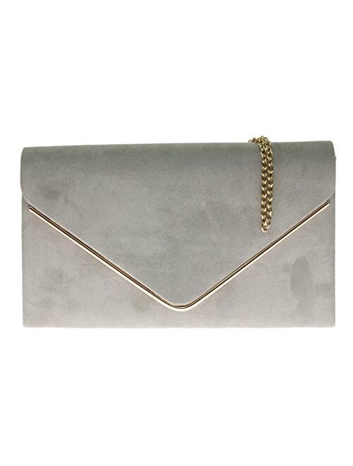 Girly Handbags Suede Frame Clutch Bag