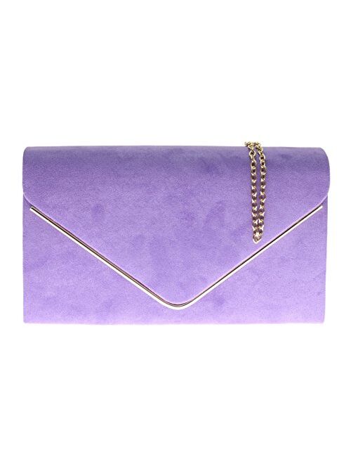 Girly Handbags Suede Frame Clutch Bag