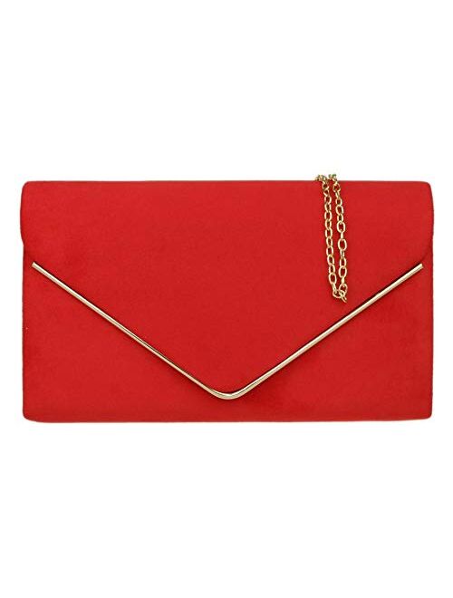 Girly Handbags Suede Frame Clutch Bag