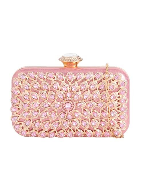 Girly Handbags Womens Glitter Diamante Hard Case Clutch Bag