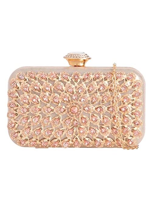 Girly Handbags Womens Glitter Diamante Hard Case Clutch Bag