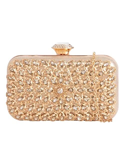 Girly Handbags Womens Glitter Diamante Hard Case Clutch Bag