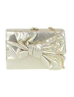 Girly Handbags Womens Satin Big Bow Compact Clutch Bag