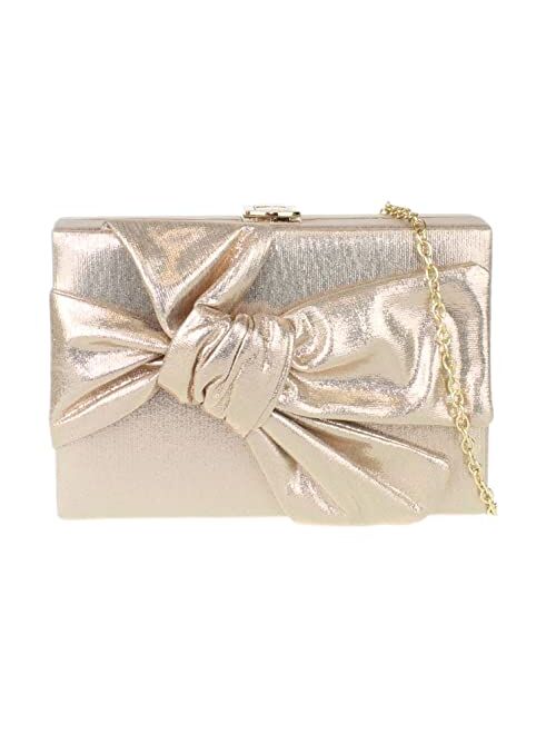 Girly Handbags Womens Satin Big Bow Compact Clutch Bag