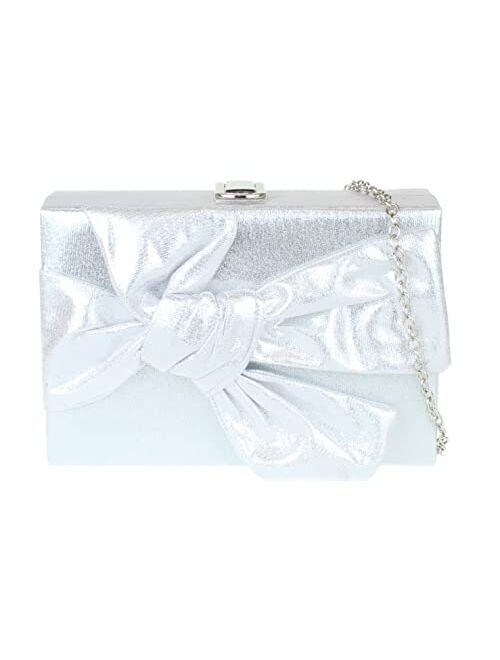 Girly Handbags Womens Satin Big Bow Compact Clutch Bag