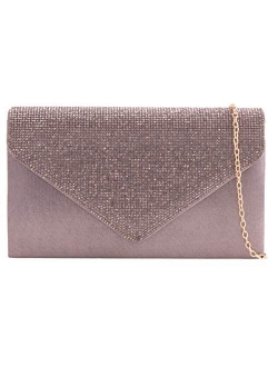 Girly Handbags Women Diamante Satin Clutch Bag