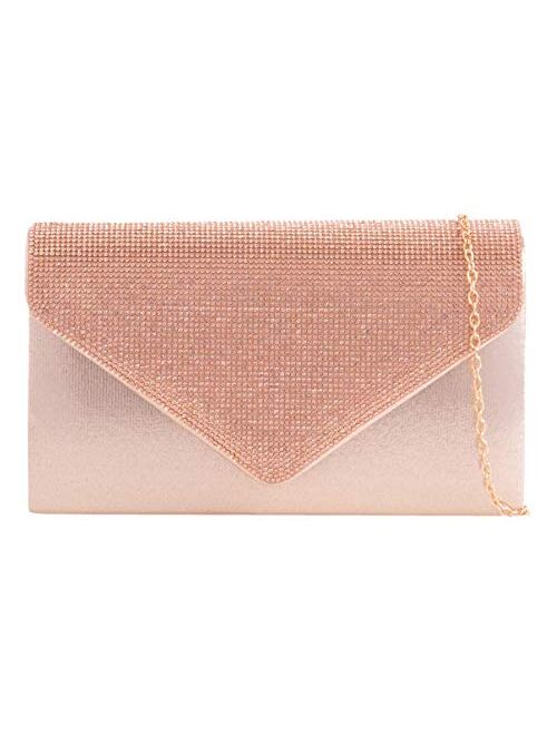 Girly Handbags Women Diamante Satin Clutch Bag