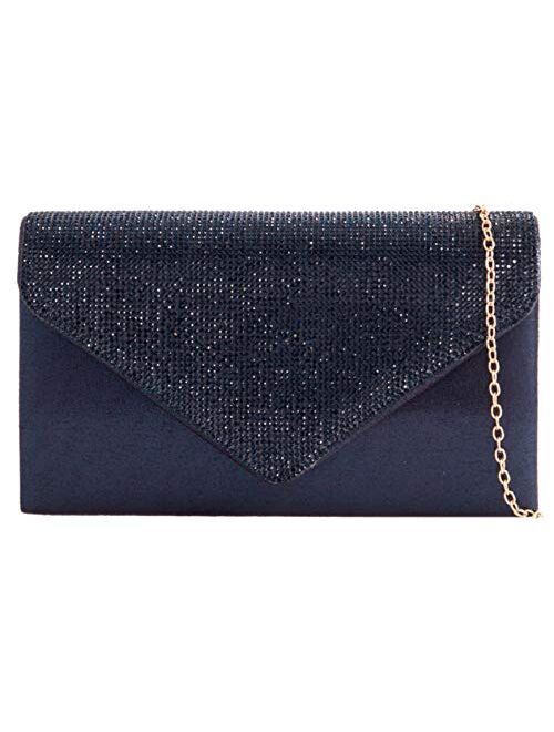 Girly Handbags Women Diamante Satin Clutch Bag