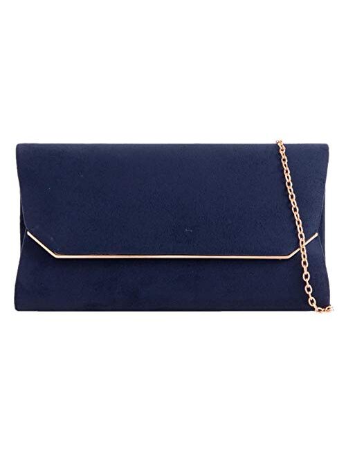 Girly Handbags Women Plain Suede Effect Clutch Bag