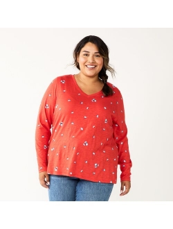 Plus Size Sonoma Goods For Life Favorite Long Sleeve V-Neck Tee