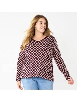 Plus Size Sonoma Goods For Life Favorite Long Sleeve V-Neck Tee