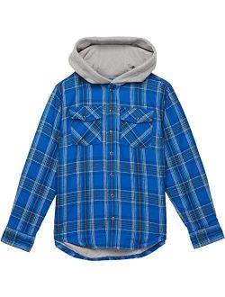 Fleece Lined Flannel Shirt Hooded Plaid (Big Kids)