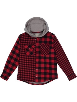 Fleece Lined Flannel Shirt Hooded Plaid (Big Kids)