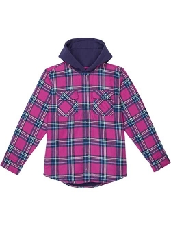 Fleece Lined Flannel Shirt Hooded Plaid (Big Kids)