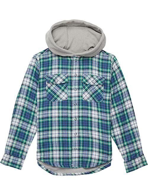 L.L.Bean Fleece Lined Flannel Shirt Hooded Plaid (Big Kids)