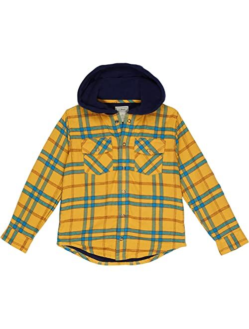 L.L.Bean Fleece Lined Flannel Shirt Hooded Plaid (Big Kids)