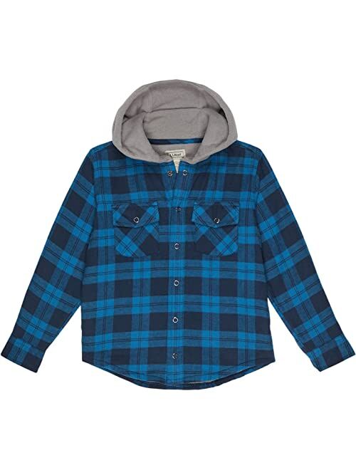 L.L.Bean Fleece Lined Flannel Shirt Hooded Plaid (Big Kids)