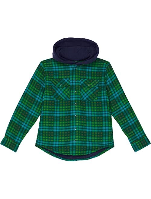 L.L.Bean Fleece Lined Flannel Shirt Hooded Plaid (Big Kids)