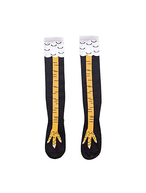 Sosox Crazy Funny Chicken Legs Feet Over The Knee 21.65in Socks, Funny Gifts For Party Novelty Socks For Women 6-10