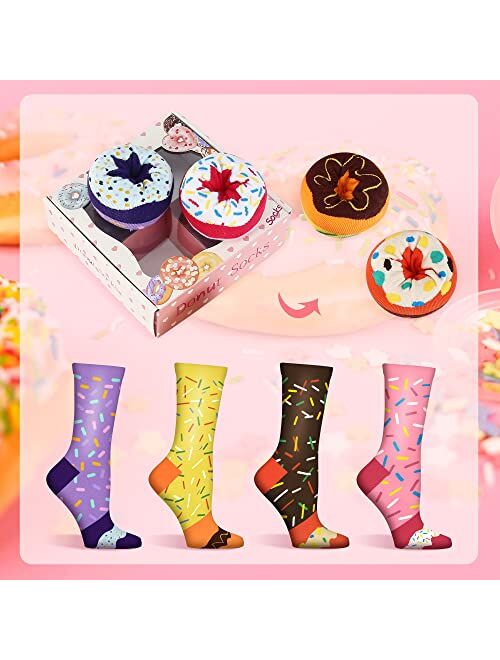 Agrimony Funny Donut Macaron Socks Box for Women Girls Teens - Fun Novelty Cute Crazy Funky Cotton Socks Birthday Christmas Gifts