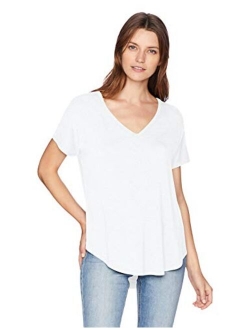 Women's Jersey Relaxed-Fit Short-Sleeve V-Neck Longline T-Shirt