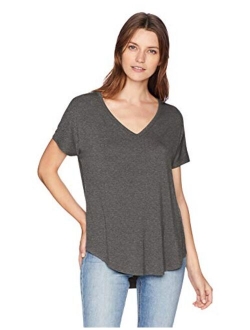 Women's Jersey Relaxed-Fit Short-Sleeve V-Neck Longline T-Shirt