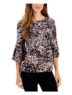 Women's Printed Bell-Sleeve Blouse