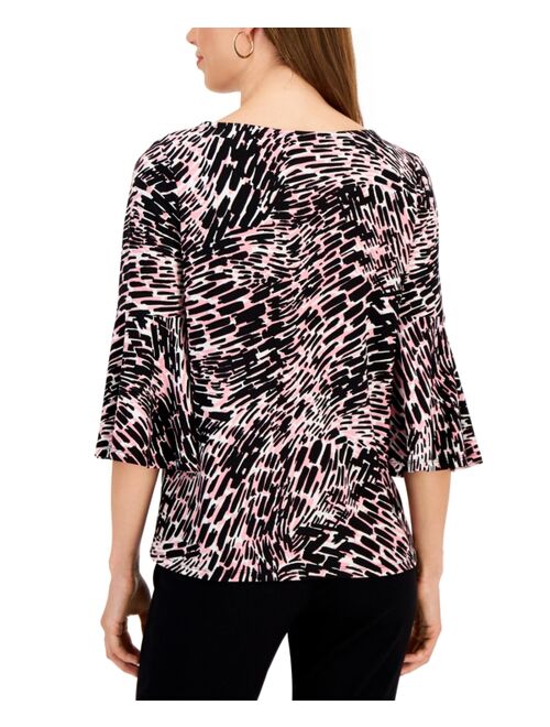 Kasper Women's Printed Bell-Sleeve Blouse