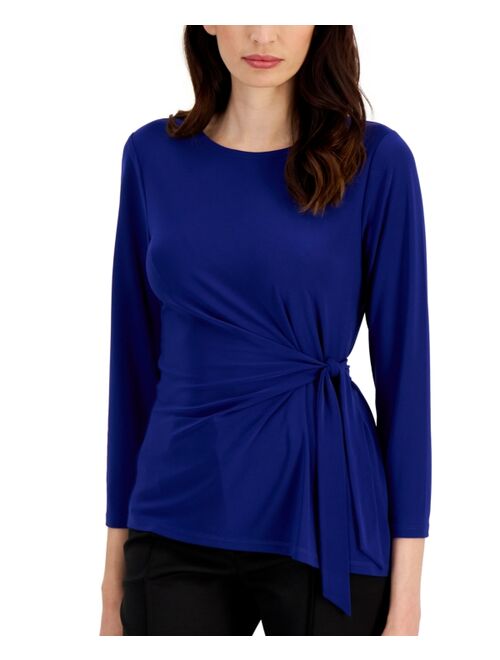 Kasper Women's Side-Tie 3/4-Sleeve Blouse