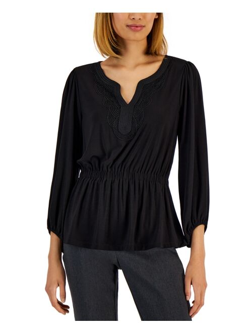 Kasper Women's Peplum Peasant Top