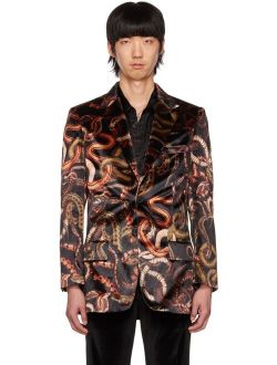 LU'U DAN Black Snake Print Blazer