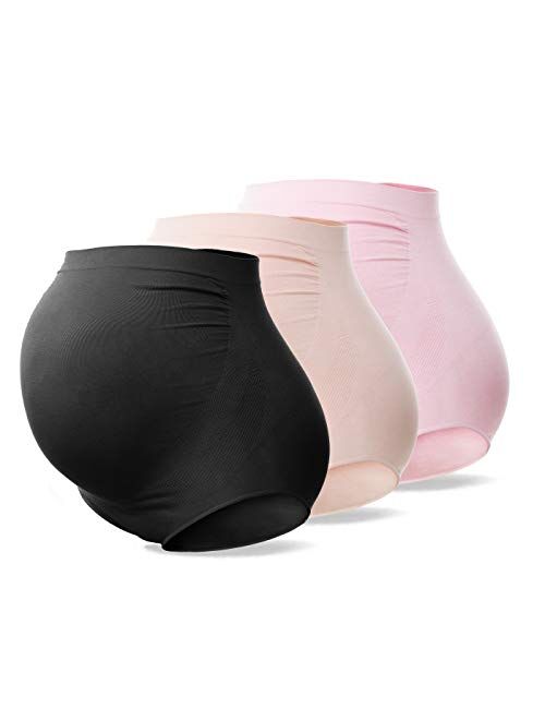 SUNNYBUY Women's Maternity High Waist Underwear Pregnancy Seamless Soft Hipster Panties Over Bump