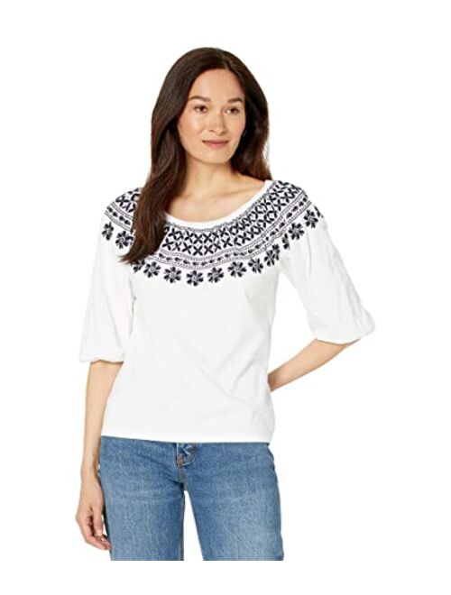 Tommy Hilfiger Over-The-Shoulder Top with Embroidery