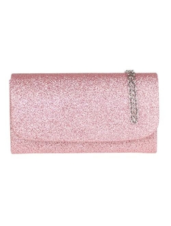 Girly Handbags Glitter Plain Clutch Bag