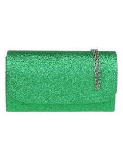 Girly Handbags Glitter Plain Clutch Bag