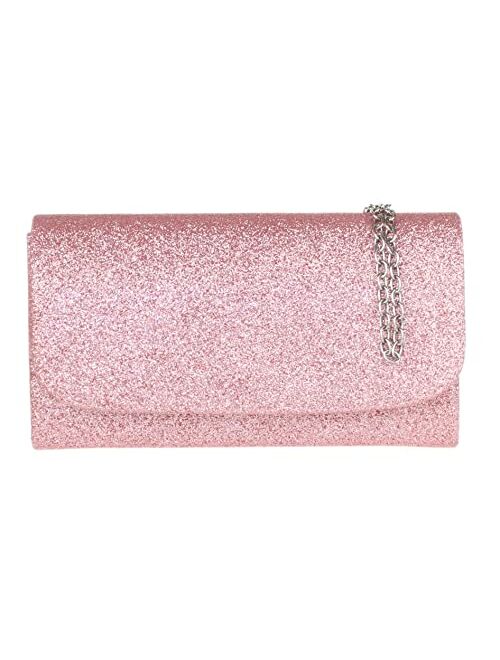 Girly Handbags Glitter Plain Clutch Bag