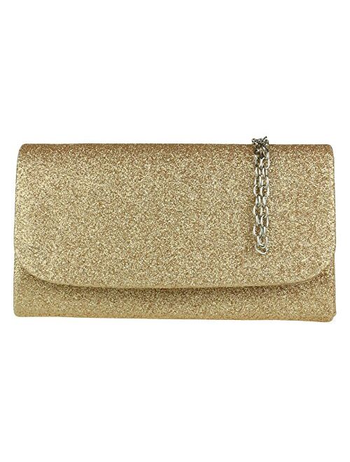 Girly Handbags Glitter Plain Clutch Bag