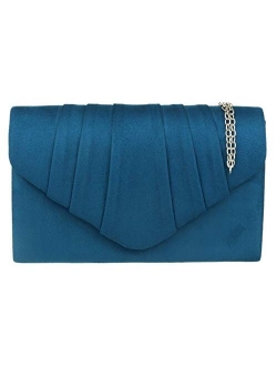 Girly Handbags Faux Suede Clutch Bag Pleated Design Evening Party Womens