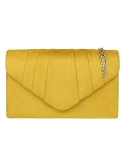 Girly Handbags Faux Suede Clutch Bag Pleated Design Evening Party Womens